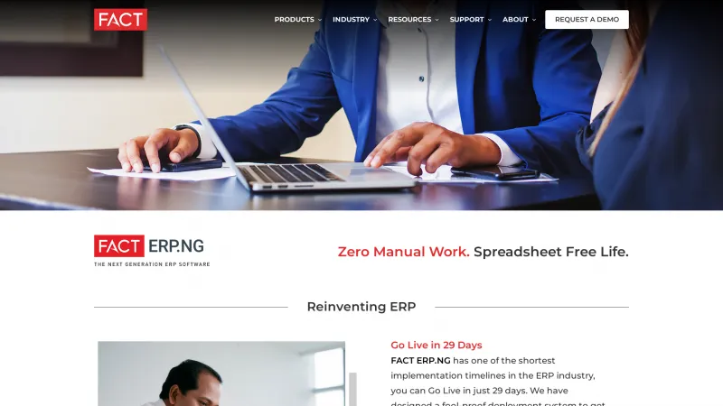 Homepage of FACT ERP.NG