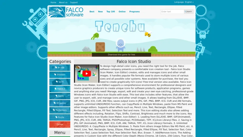 Homepage of Falco Icon Studio