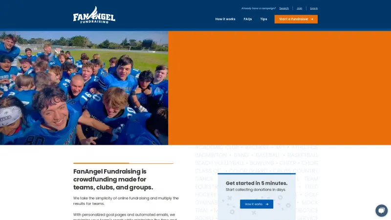 Homepage of FanAngel