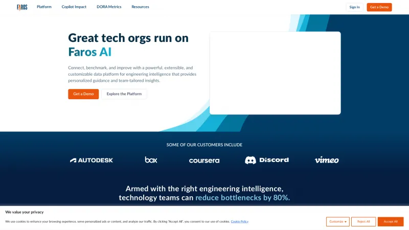 Homepage of Faros AI