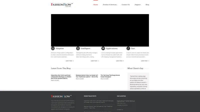 Homepage of FashionFlow