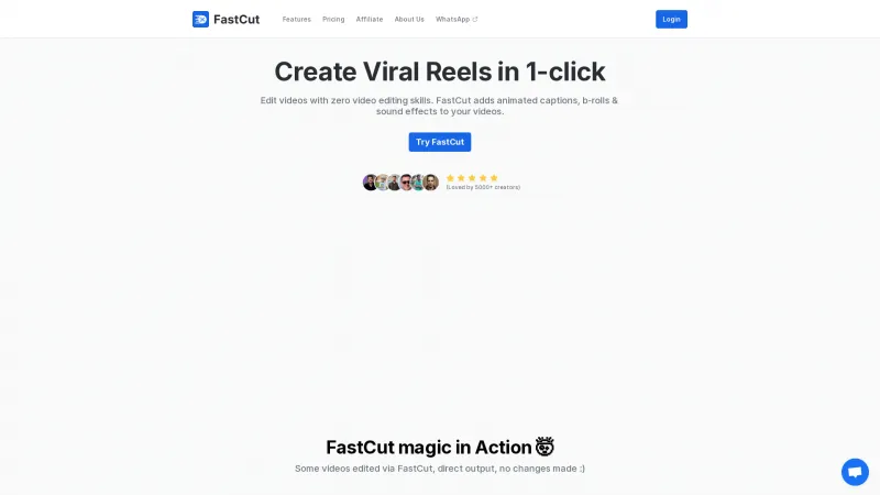 Homepage of FastCut