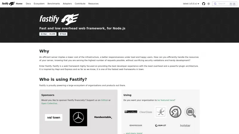 Homepage of Fastify