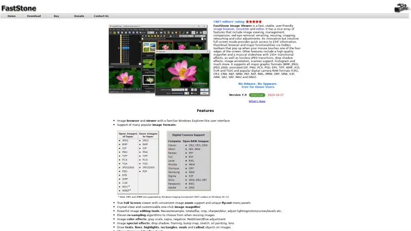 Homepage of FastStone Image Viewer