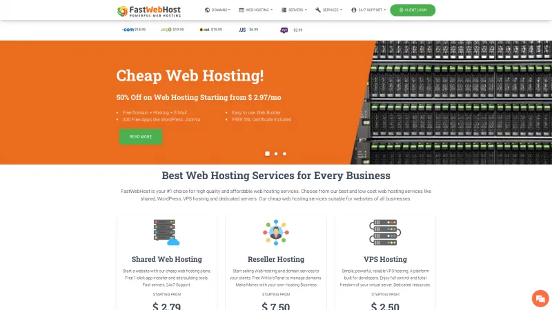 Homepage of FastWebHost