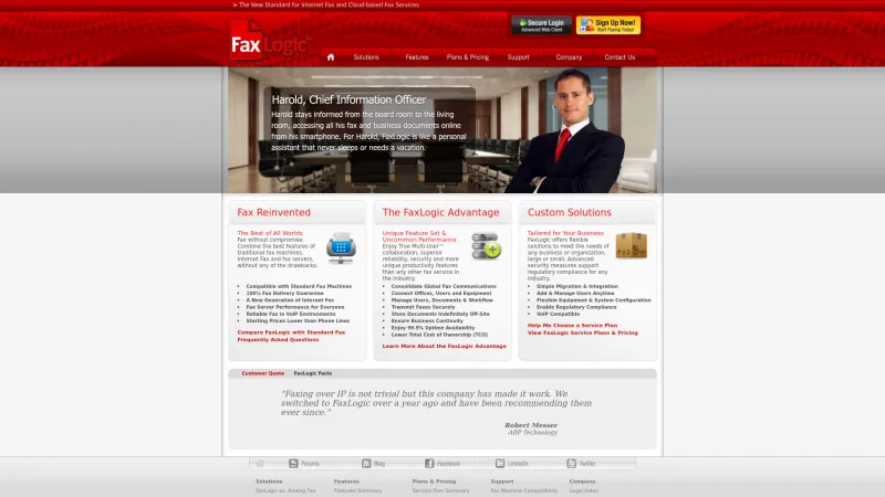 Homepage of FaxLogic