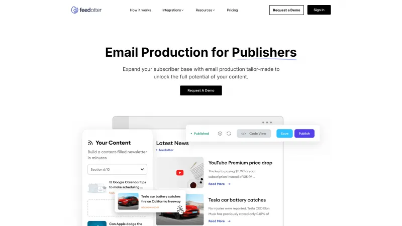 Homepage of FeedOtter