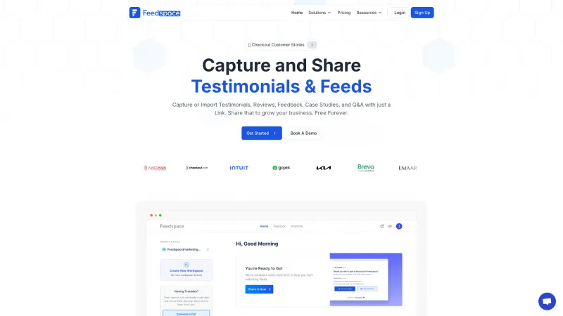 Homepage of Feedspace