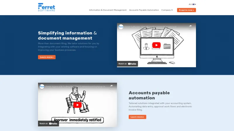 Homepage of Ferret Document Management