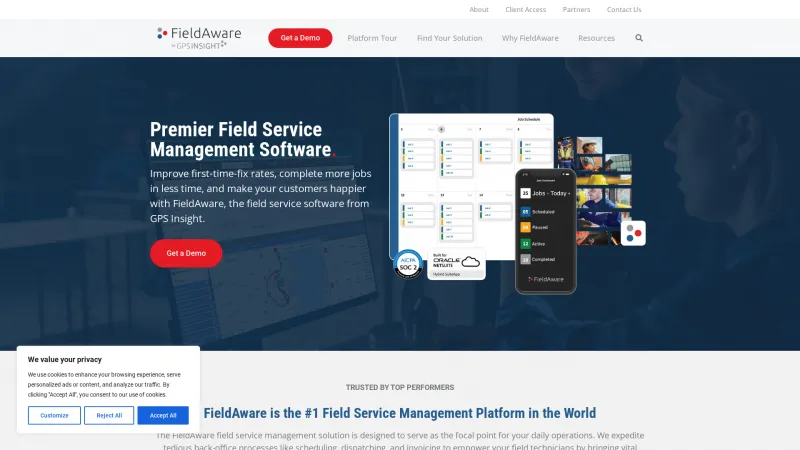 Homepage of FieldAware