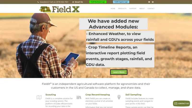 Homepage of FieldX