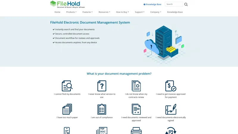 Homepage of FileHold