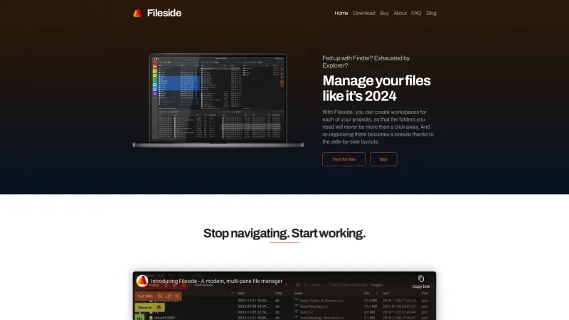 Homepage of Fileside