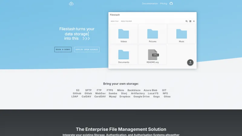 Homepage of Filestash