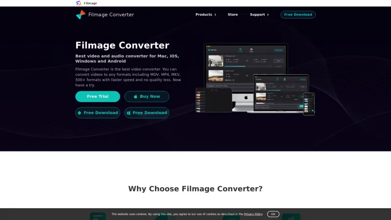 Homepage of Filmage Converter