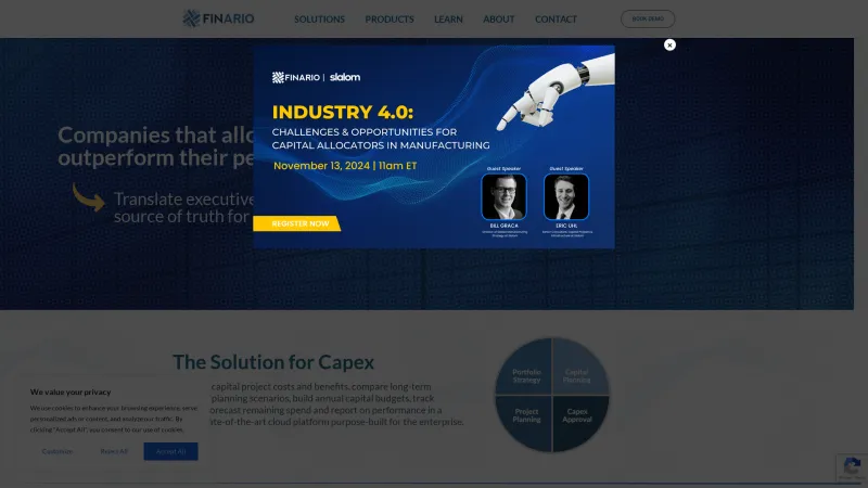 Homepage of Finario