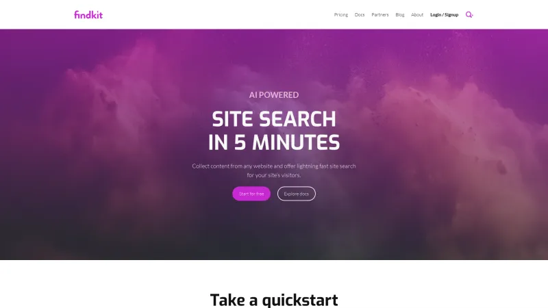 Homepage of Findkit