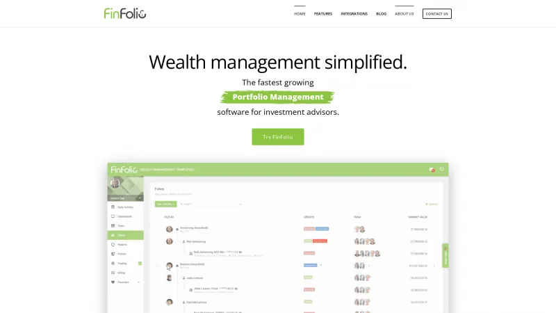 Homepage of FinFolio