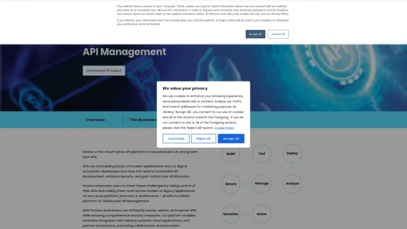 Homepage of Fiorano API Management