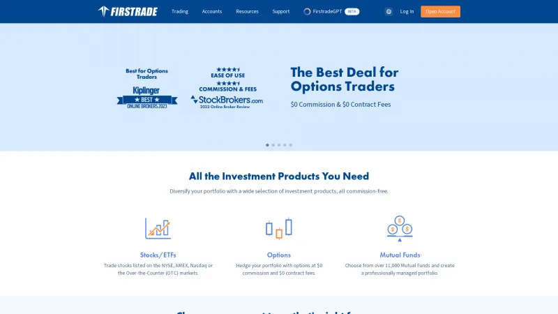 Homepage of Firstrade