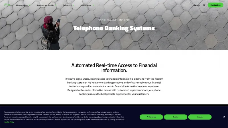 Homepage of FIS Telephone Banking