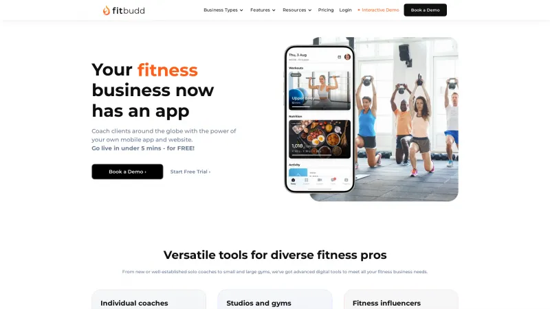 Homepage of FitBudd