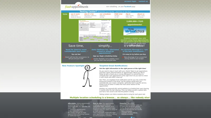 Homepage of Flash Appointments