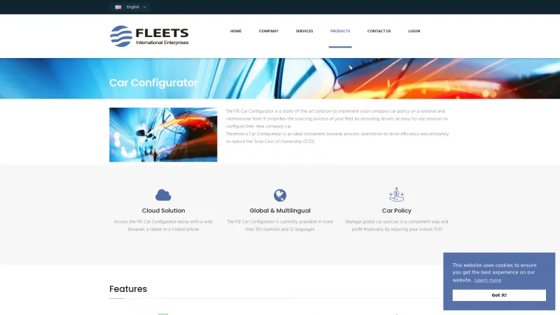 Homepage of FIE Car Configurator