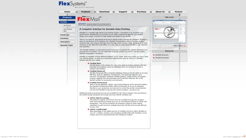 Homepage of FlexMail