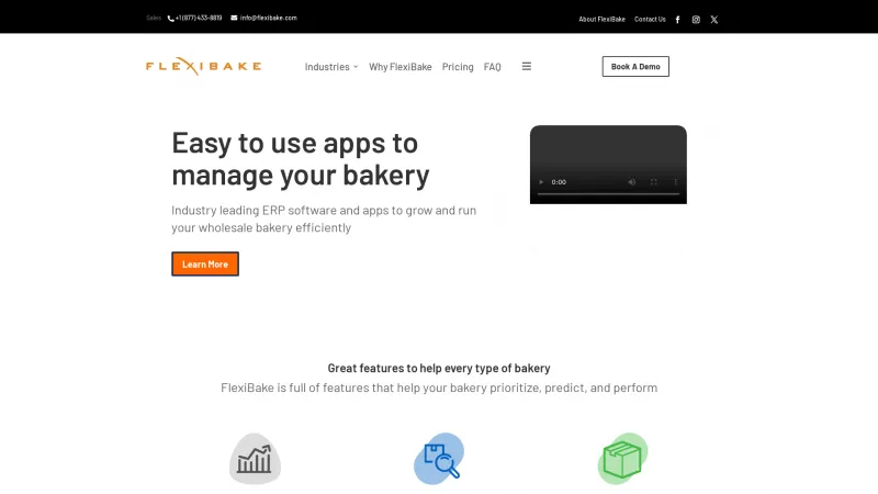 Homepage of FlexiBake