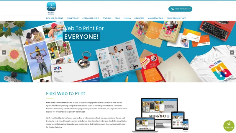 Homepage of Flexi Web To Print