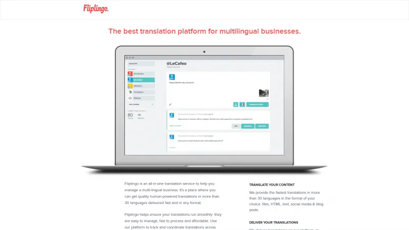 Homepage of Fliplingo