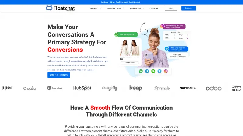 Homepage of Floatchat