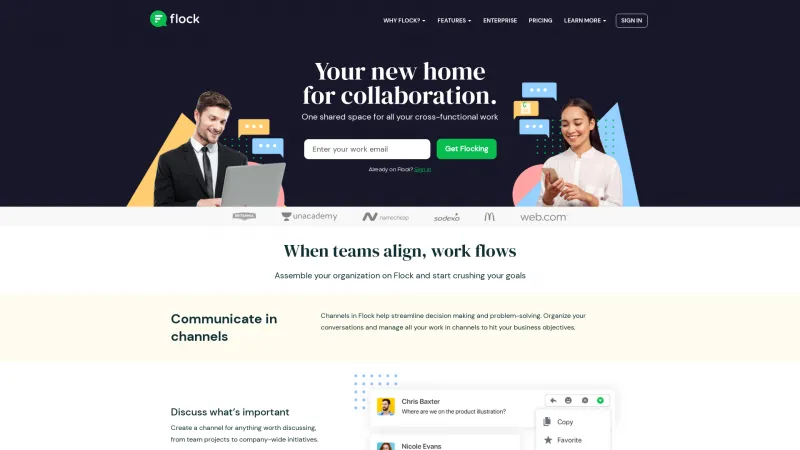 Homepage of Flock