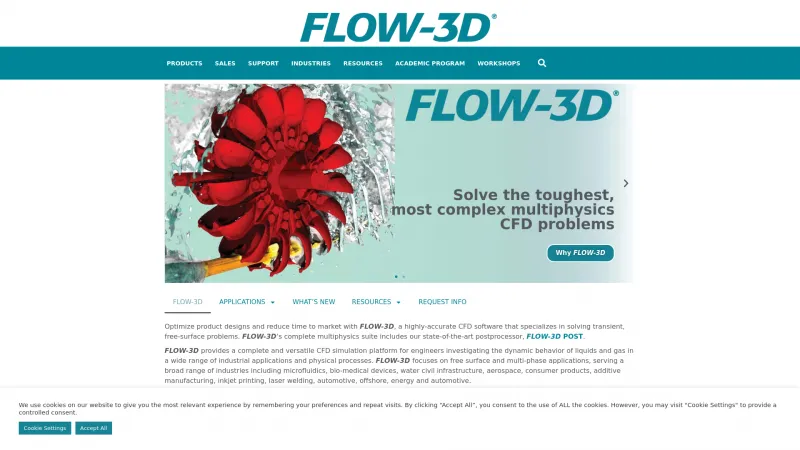 Homepage of FLOW-3D