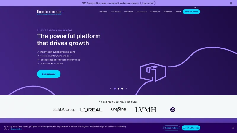 Homepage of Fluent Commerce