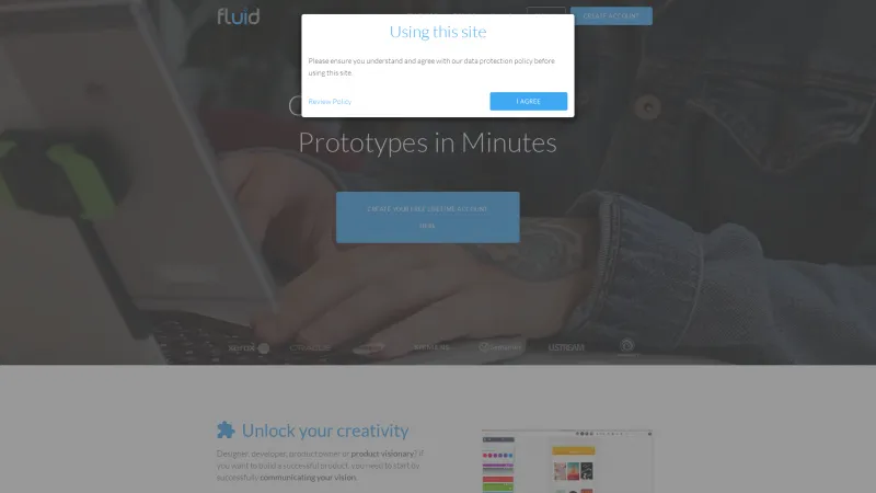 Homepage of Fluid UI