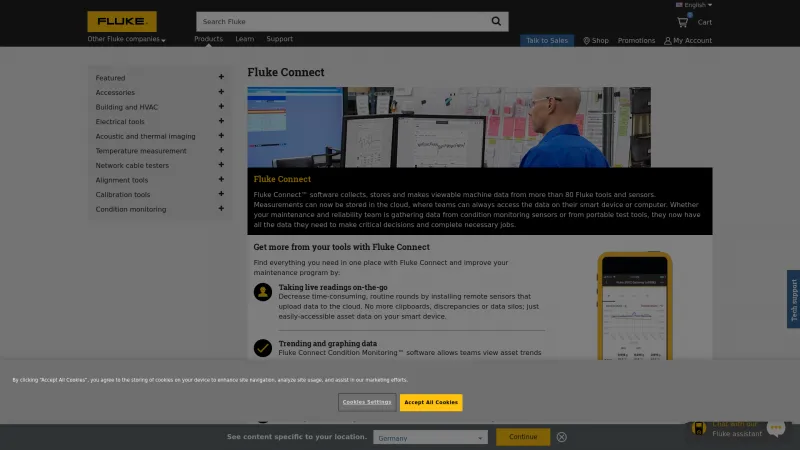 Homepage of Fluke Connect