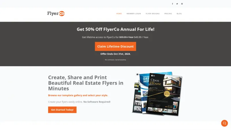 Homepage of FlyerCo