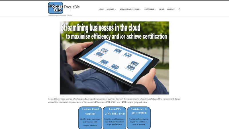 Homepage of FocusBIS Quality Management System