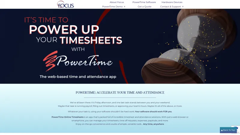 Homepage of PowerTime