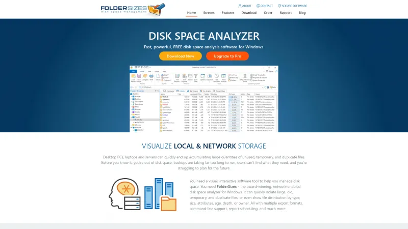 Homepage of FolderSizes