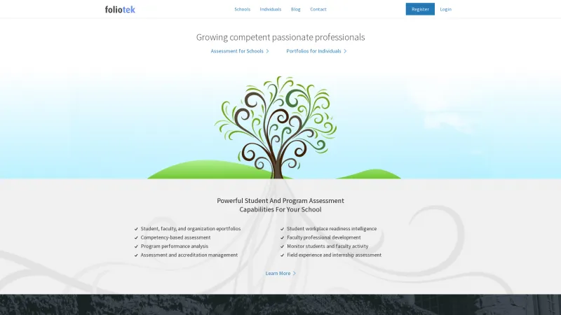 Homepage of Foliotek