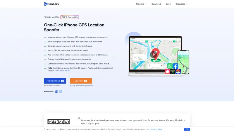 Homepage of Foneazy MockGo