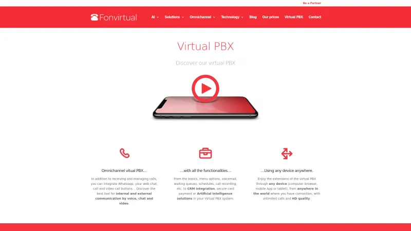 Homepage of Fonvirtual Virtual PBX