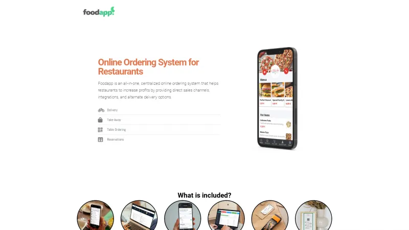 Homepage of Food-app