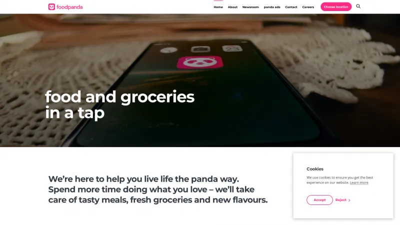 Homepage of Foodpanda