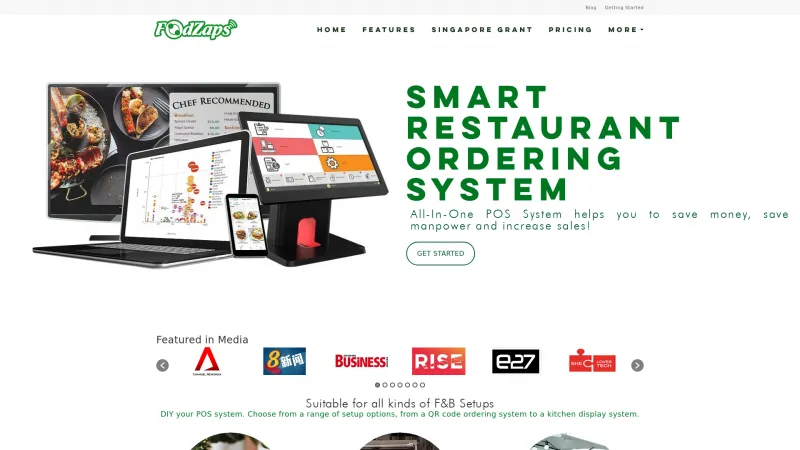 Homepage of FoodZaps Mobile Ordering + POS System