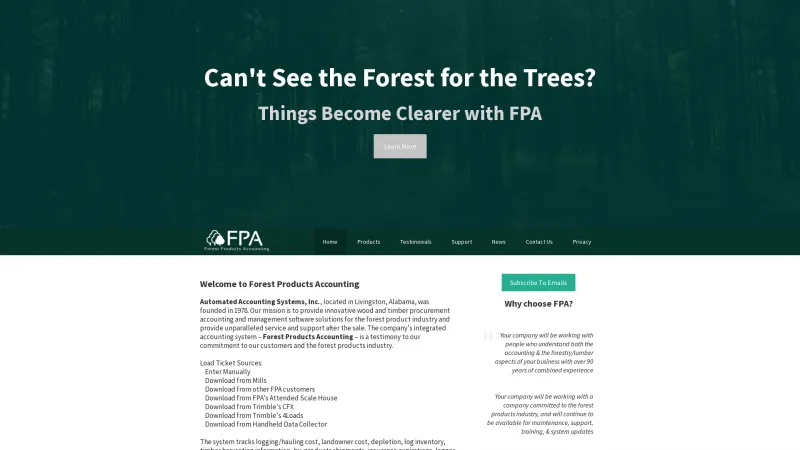 Homepage of Forest Products Accounting