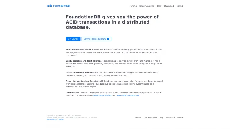 Homepage of FoundationDB